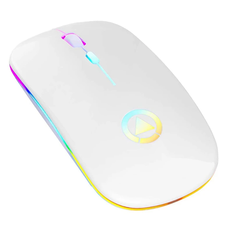 

Беспроводная мышь, ультратонкая оптическая Bluetooth-мышь 2,4 ГГц с USB-зарядкой и RGB-подсветкой для ноутбука, ПК, компьютера