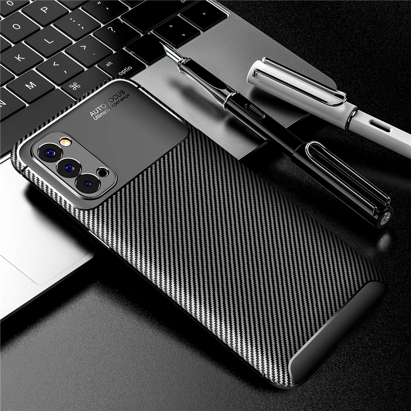 

For Oppo Reno 4 4G Case Bumper Silicone Carbon Fiber Shockproof Cover For Oppo Reno 4 4Pro Case For Oppo Reno 4 Reno4 4G 6.4 "