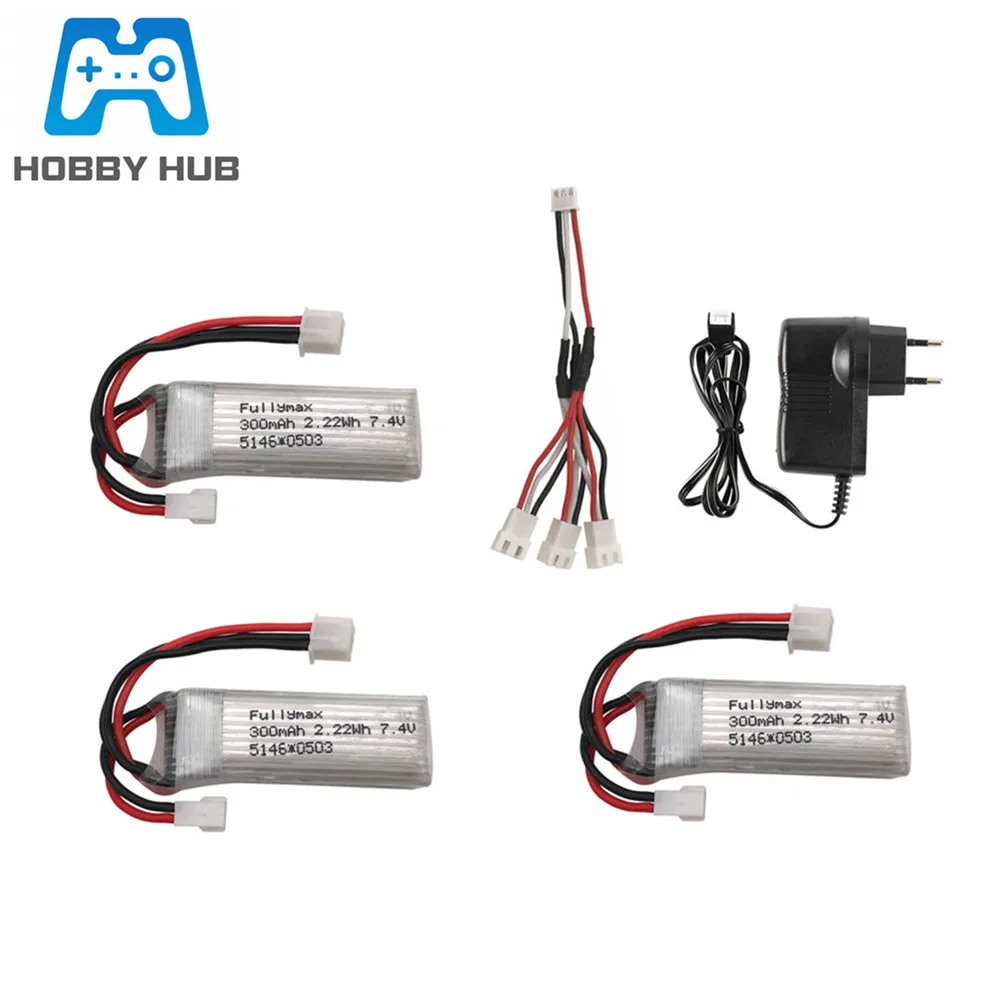 

7.4V 300mAh 25c LiPo Battery and Charger For WLtoys F959 XK DHC-2 A600 A700 A800 A430 RC Airplane Drone Parts 2s 7.4v battery