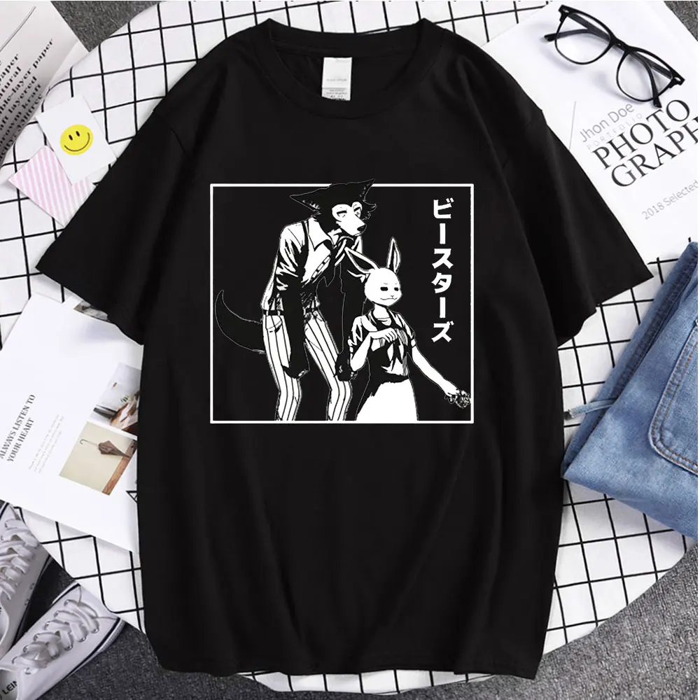 

Hot Sale Trend Tshirt Beastars Wolf Printed Couple T- Shirt Summer Style Tees Oversize Unsiex Cotton T-shirts Classic Cotton Tee