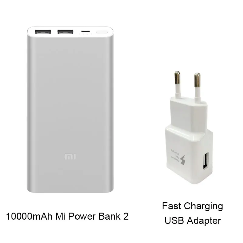 Xiaomi power bank 2 10000 мАч mi powerbank внешняя батарея micro usb портативный bateria externa портативное зарядное устройство - Цвет: SL add EU USB Adapte