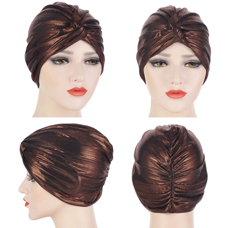 Тюрбан Женский эластичный с металлическим узелком 2021 химиотерапия шляпа |