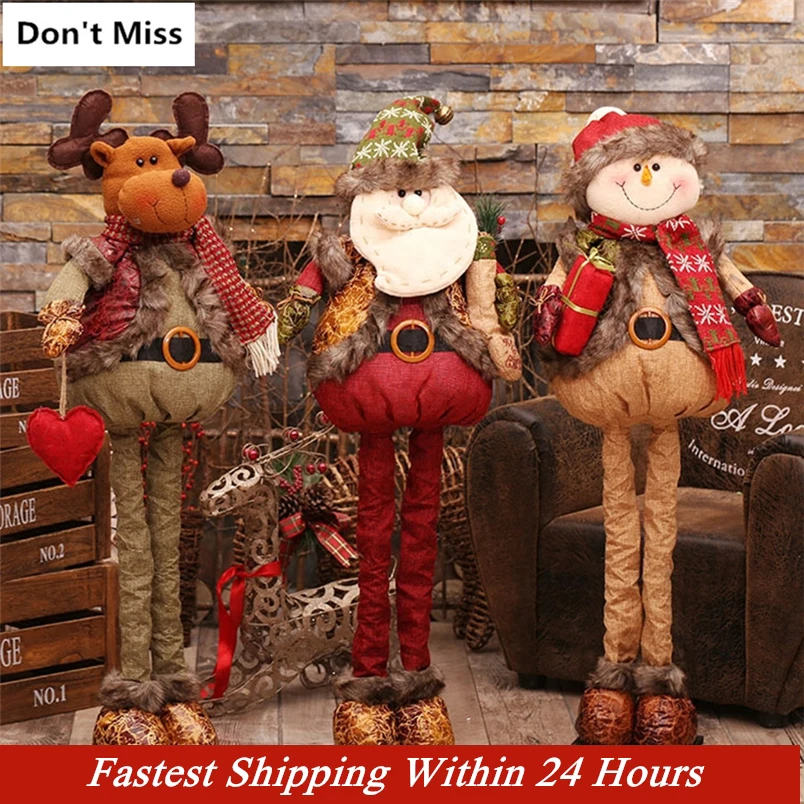 Большие выдвижные куклы Санта Клауса снеговик рождественские украшения для дома
