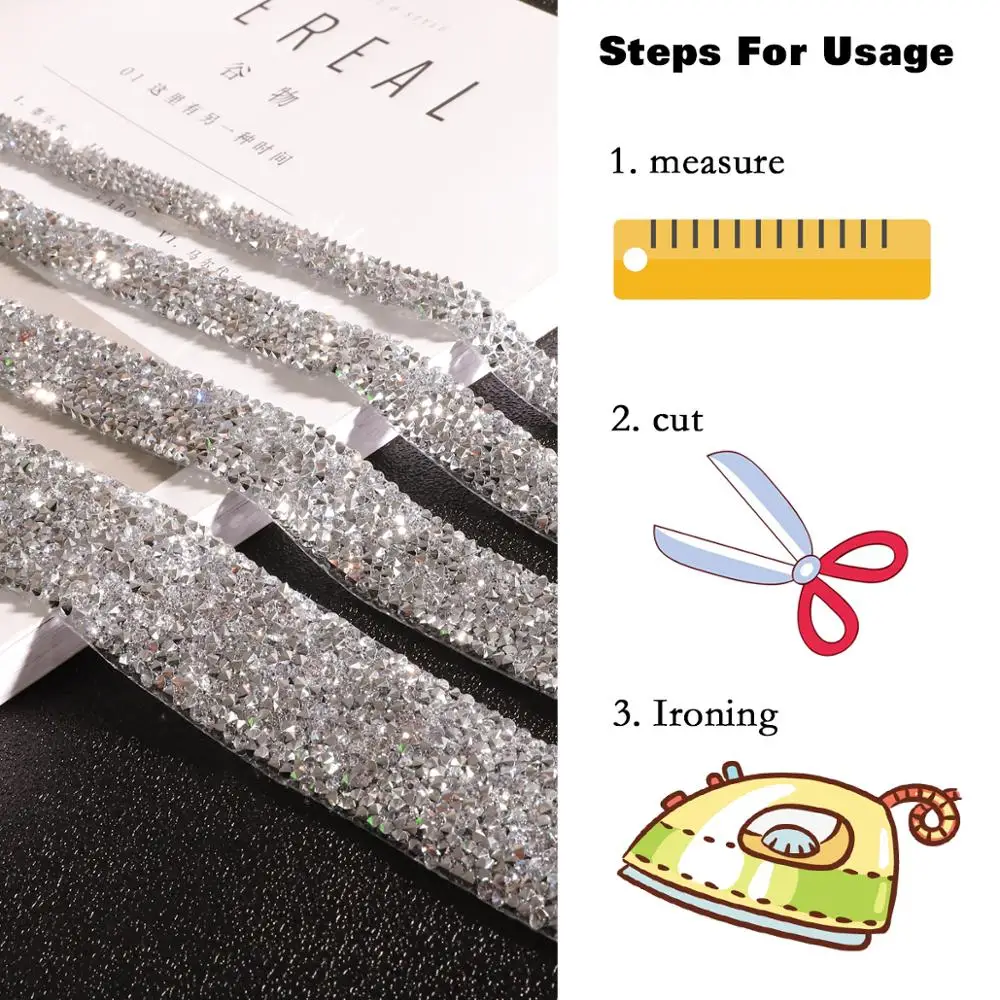 1 ярд орнамент из кристаллов Стразы горячей фиксации лента-аппликатор лента с