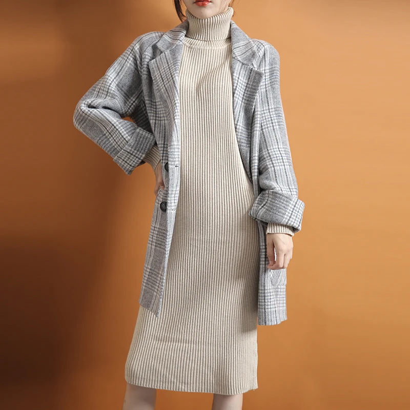 Осенне-зимние модели 2019 свободный свитер с высоким воротником и длинными