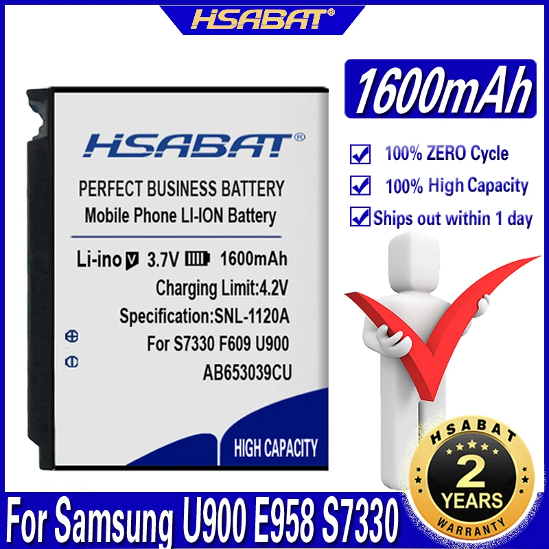 Аккумулятор HSABAT 1600 мАч AB653039CU для Samsung U900 E958 S7330 F609 U800E|Аккумуляторы мобильных