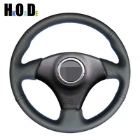 diy black genuine leather hand stitched car steering wheel cover for toyota rav4 1998 2003 corolla us 2003 celica 1998 2005