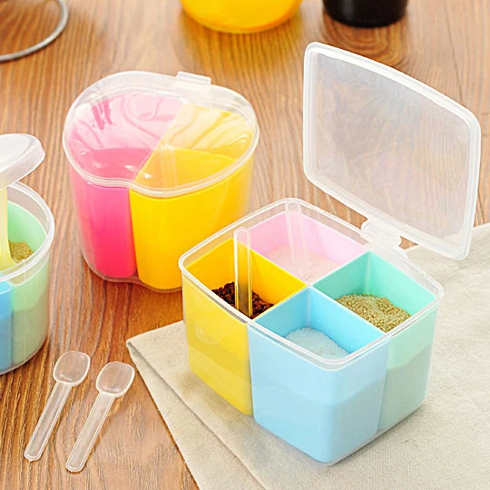 Пластиковая коробка для специй кухонная банка приправ креативная сахара соляная