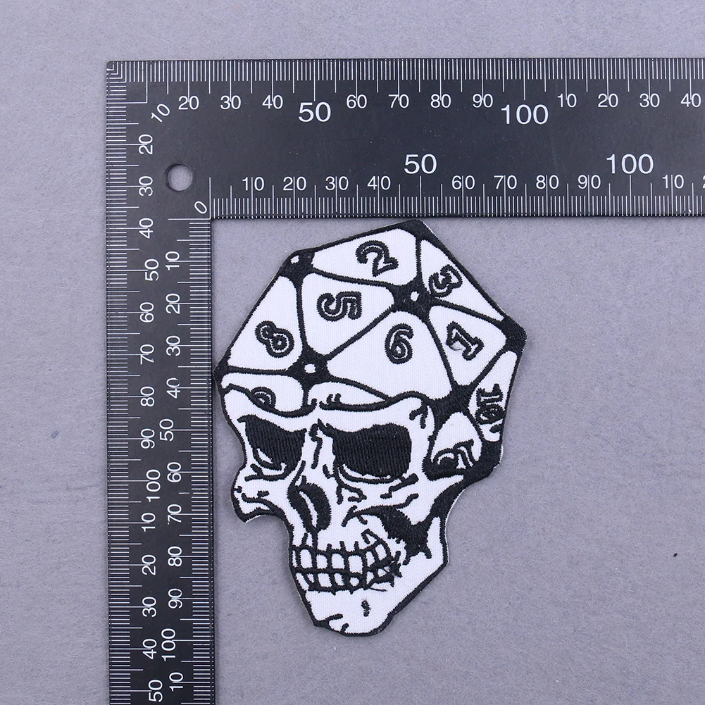 1PC Creative Dice Skull Patch Embroidery Applique for Punk Clothes Iron on Transfer Clothing Accessories Sew Fabric Badge | Дом и сад
