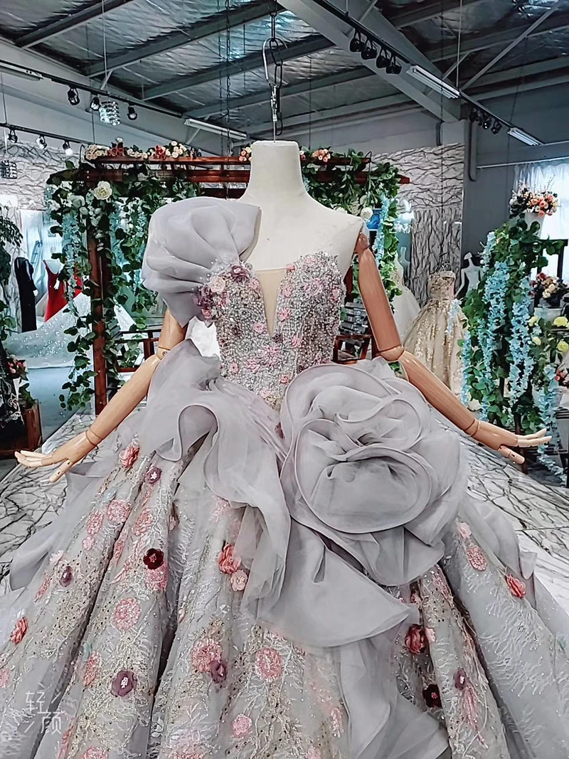 BGW 358ht Grey Formal Party Dress 2020 Ball Gown Strapless Applique Special Evening Dresses Long Cape Kleider Damen Abendkleid