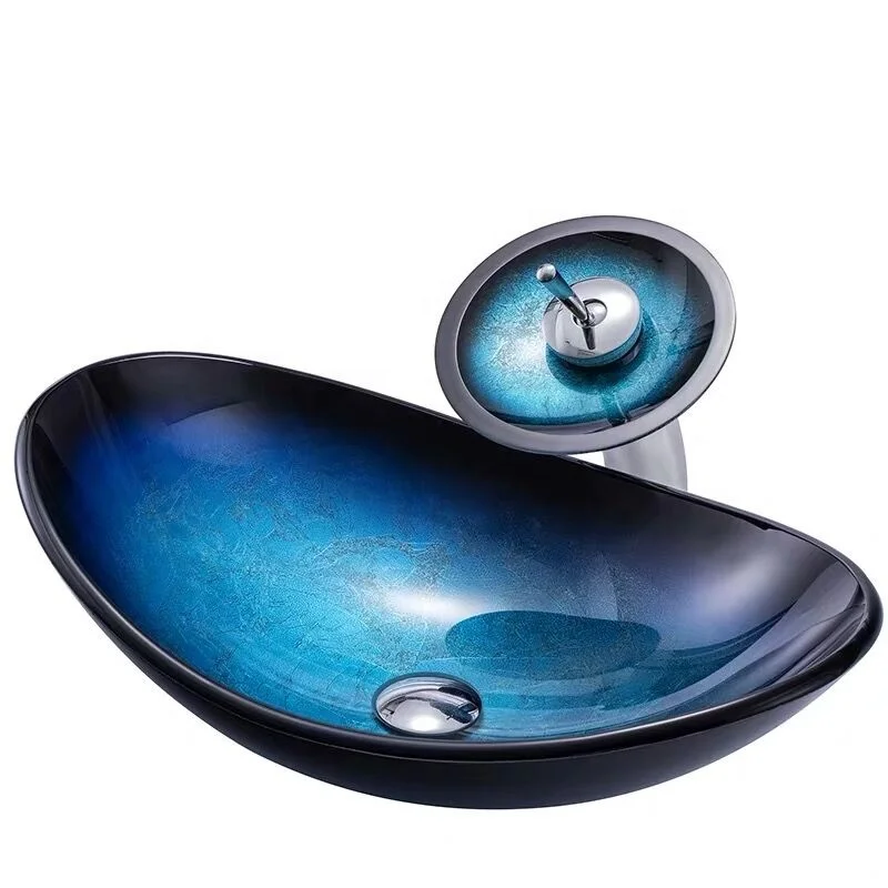 Красочная кухонная раковина из закаленного стекла с ручной росписью |