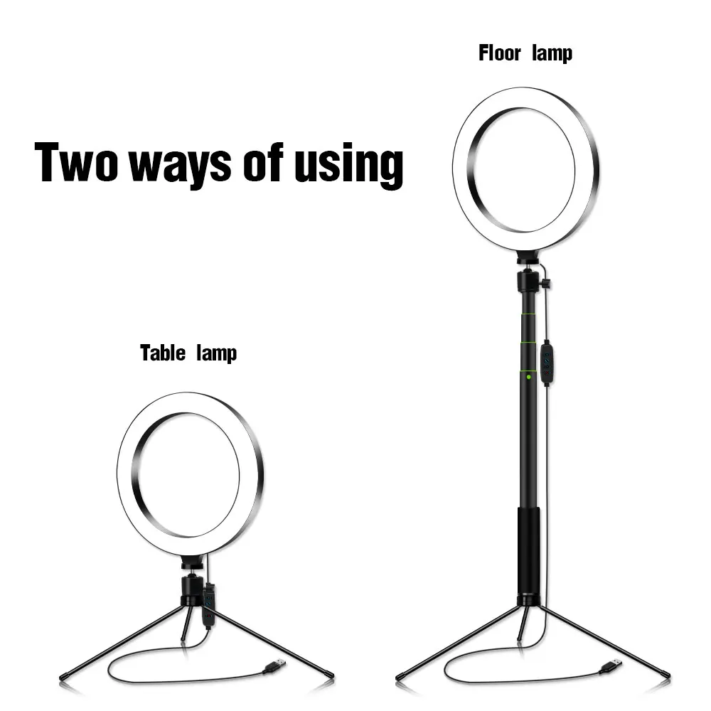 Светодиодный светильник кольцо с держателем для телефона Настольный Штатив