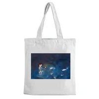 2021 new canvas bag cartoon night sky printed canvas bag large capacity white fashion leisure environ friendly shopping bag