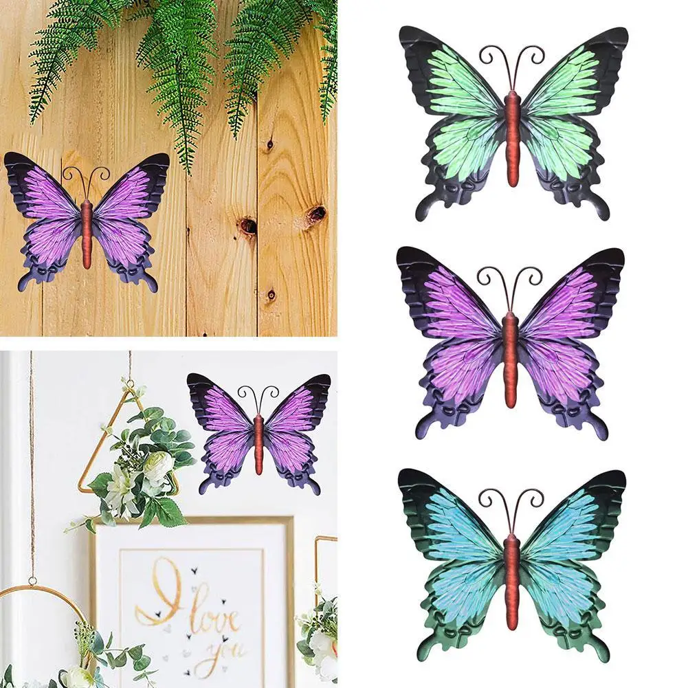 

Antique Wall Decoration Metal Butterfly Frame Wall Fridge Art Stickers Indoor Mural Room DIY Hanging Decoration E1Y2