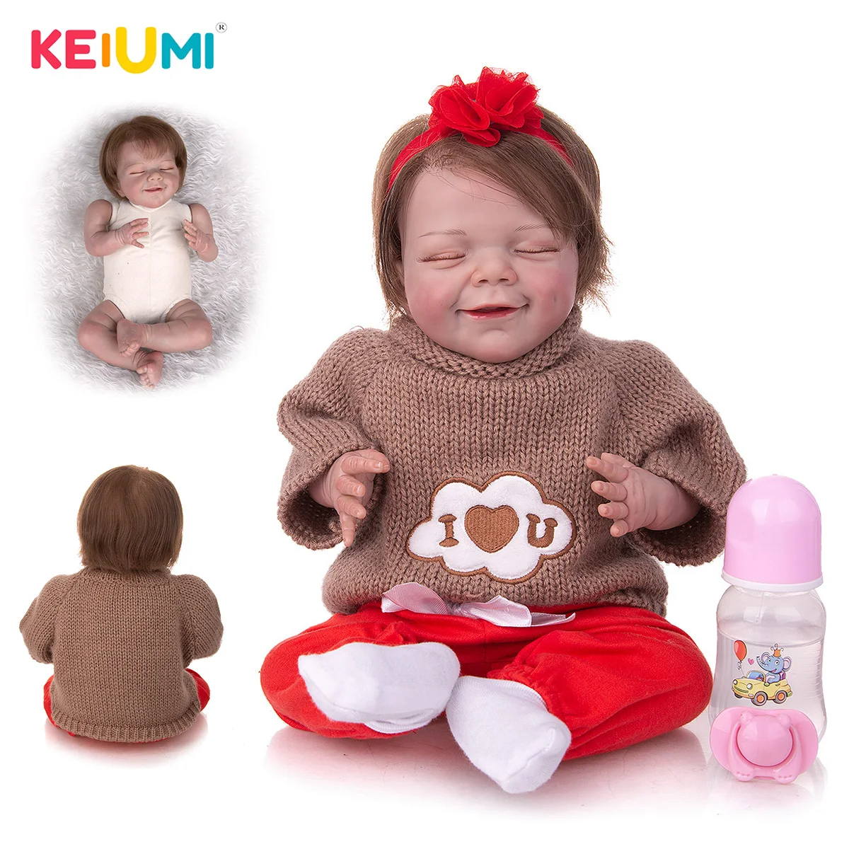 

KEIUMI 20 Inch Cute Closed Eyes Reborn Doll Soft Touch Well Packaged Alive Reborn Baby Doll For Children's Toys