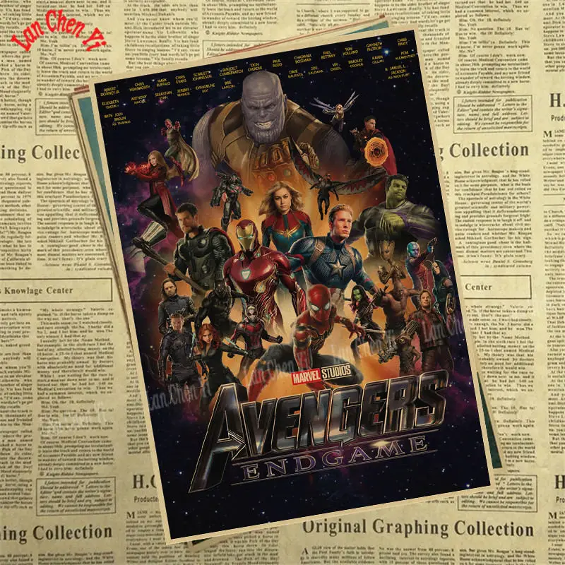 Светло-зеленый Marvel Фильм Мстители: эндшпиль крафт-бумага плакат художественный напечатанный номер живопись наклейки на стену - Цвет: Светло-зеленый
