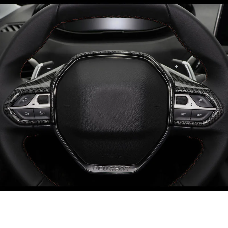 Lsrtw2017 Abs рулевого колеса автомобиля планки для peugeot 3008 5008 интерьерные аксессуары для формовки - Название цвета: carbon fiber black