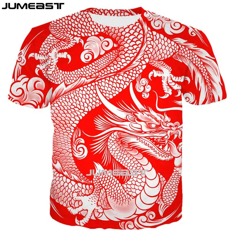 

Jumeast, мужская и женская 3D футболка, китайская художественная резка бумаги, летняя футболка большого размера с круглым вырезом и коротким рук...