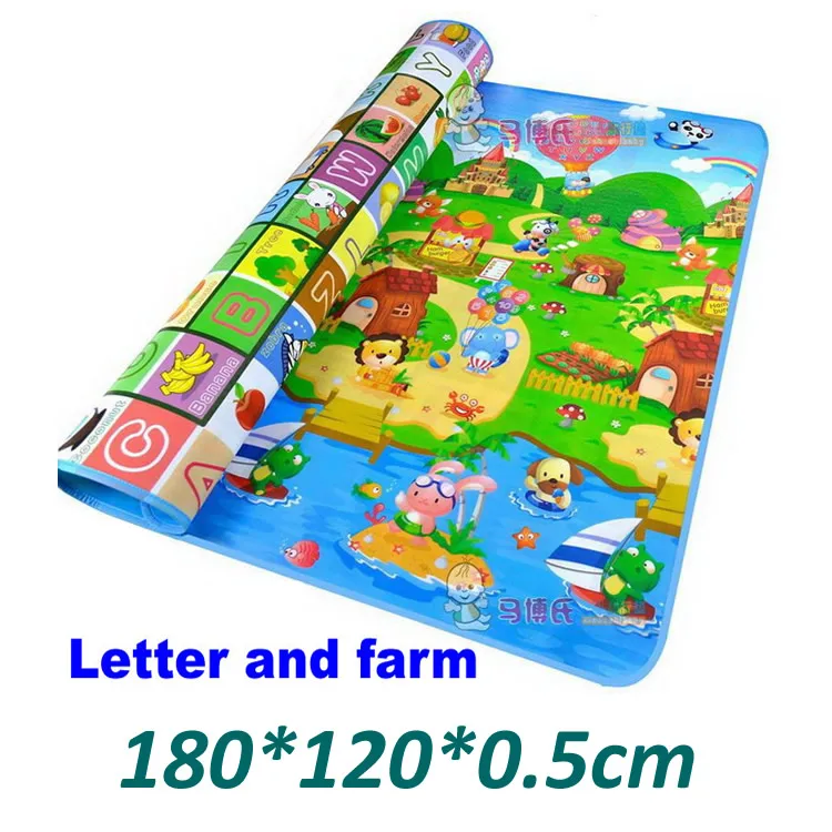 Letter Farm-two-side 180 см, детский игровой коврик, детский коврик для ползания, детские коврики, детский игровой коврик, счастливый детский игровой коврик, PX02S - Цвет: Letter Farm-two-side