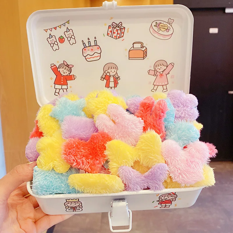 10 шт./компл. новые милые плюшевые заколки для волос с красочными сердечками и