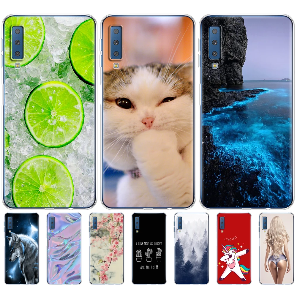 Мягкие силиконовые чехлы для Samsung Galaxy A7 2018 чехол телефона цветной A750 A750F 6 0