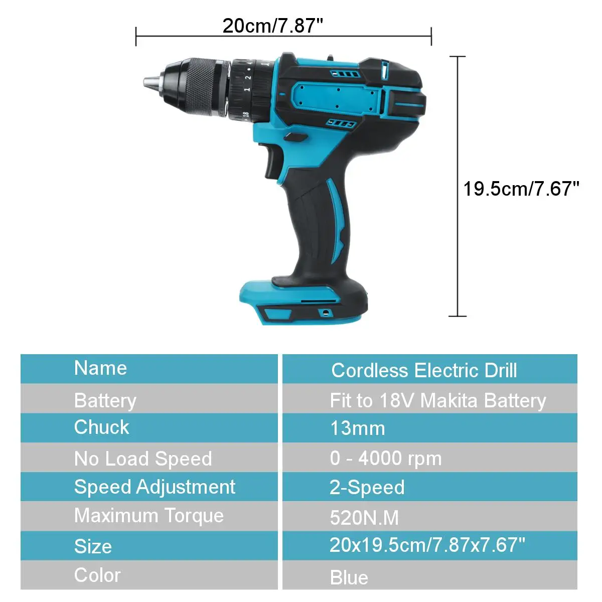 Дрель-шуруповерт Makita аккумуляторная 20 крутящий момент 520 Н · м патрон 10/13 мм 18 в |
