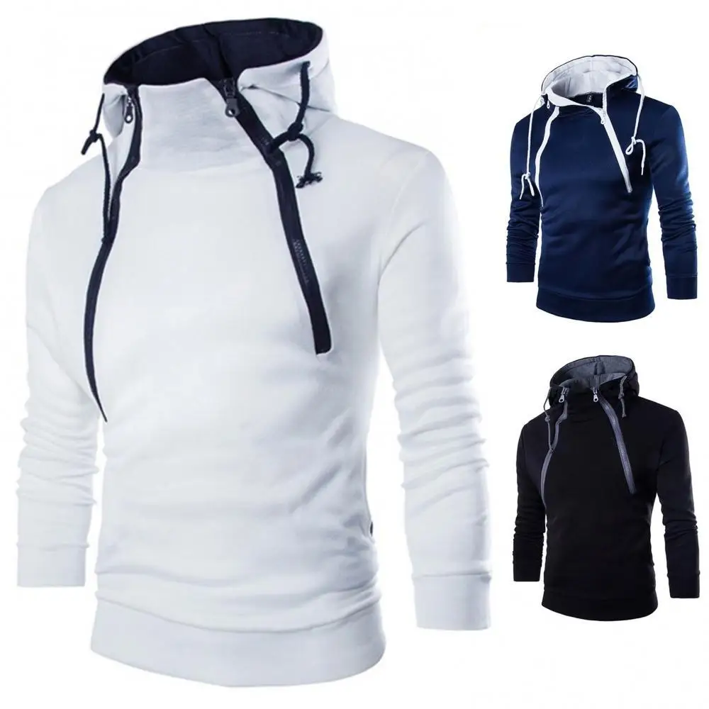 

Men Autumn Fashion Double Zipper Hoodie Long Sleeve Pullover Sports Sweatshirt Oversized Essentials Hoodie