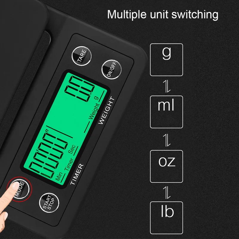 

Household Weighing 0.1g Drip Scale With Timer Portable Electronic Digital Kitchen Scale High Precision LCD Scales