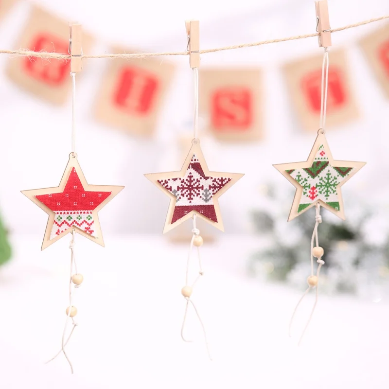 

Деревянные Звезды Рождество кулон Рождественская елка Висячие капли орнамент праздничные вечерние принадлежности новинка