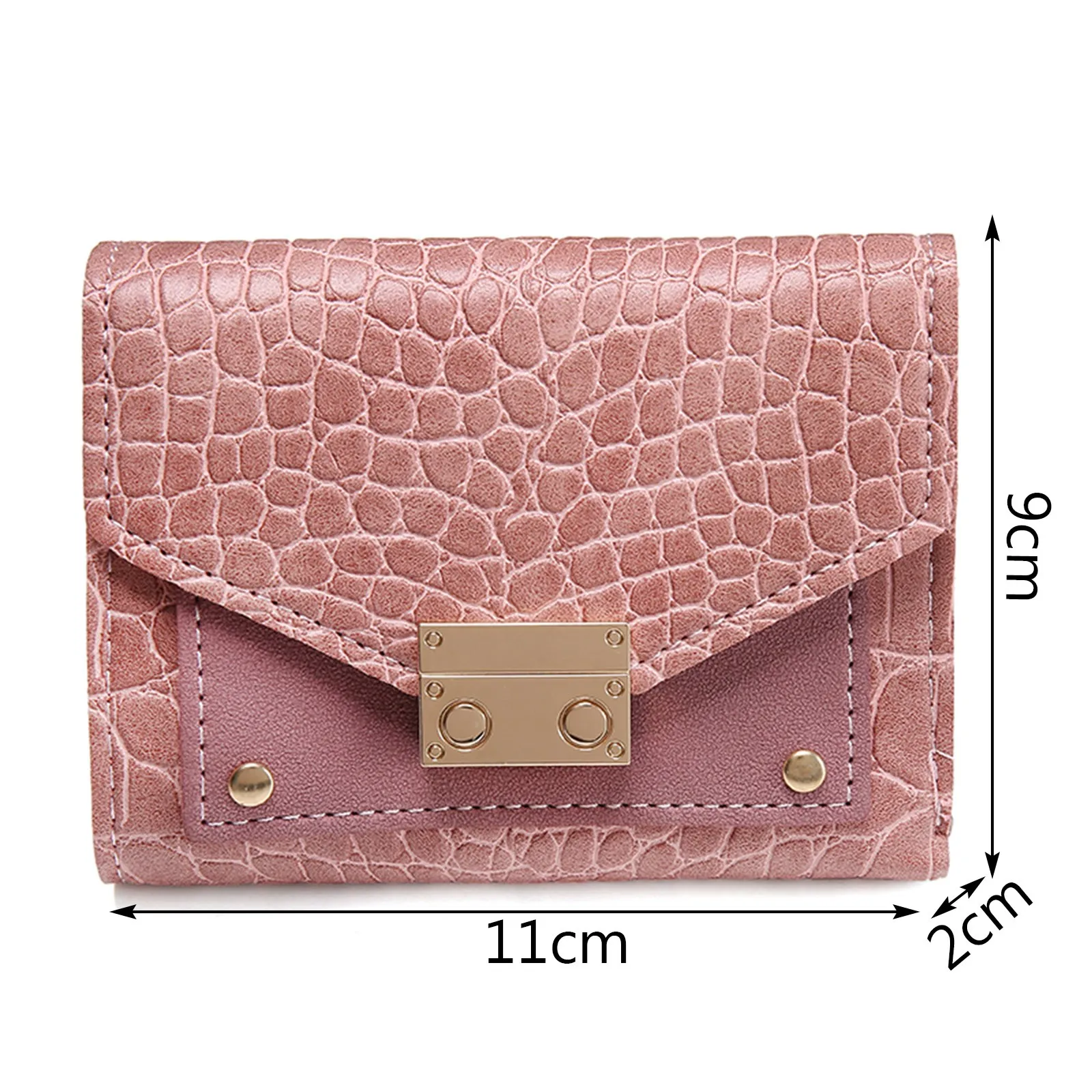 

1pc New Fashion Women Wallets Girls Small Coin Clutch Pu Leather All-match Purse Rivet Short Wallet Zipper Coin Card Holder#G30