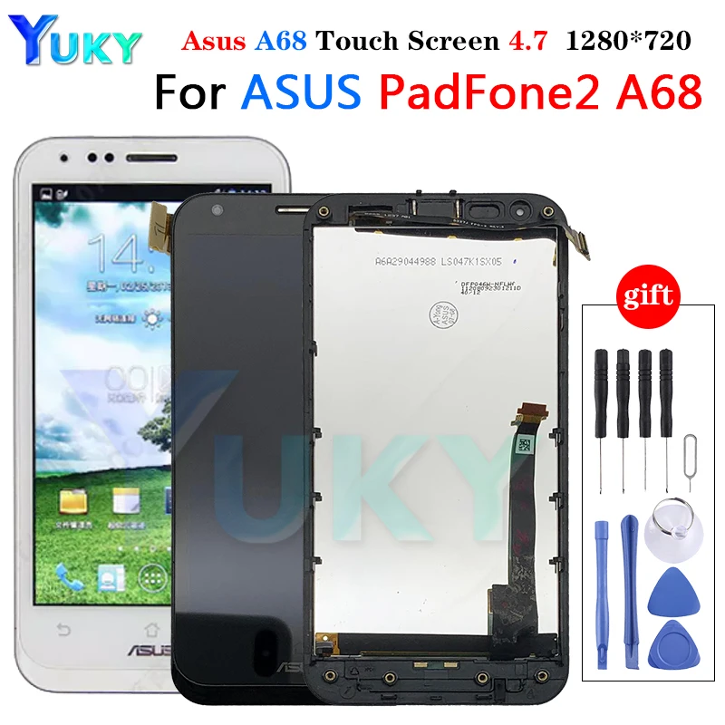 4 7 &quotОригинальный ЖК-дисплей с рамкой для Asus Padfone 2 A68 A68M сенсорным экраном