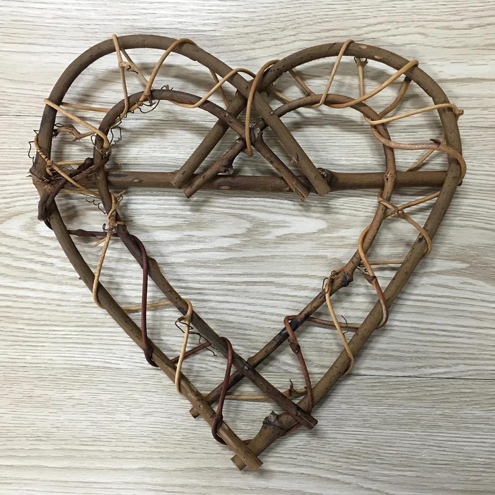 Сушеный венок из ротанга в форме сердца свадебный Рождественское украшение для