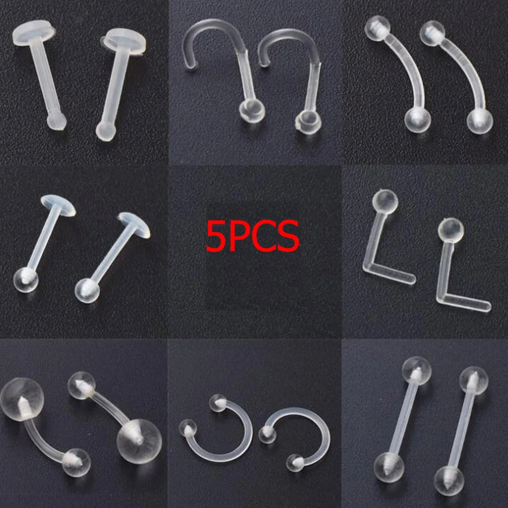 5 шт. штанга для пирсинга языка простые женские нос кольцо Новый стиль фиксатор