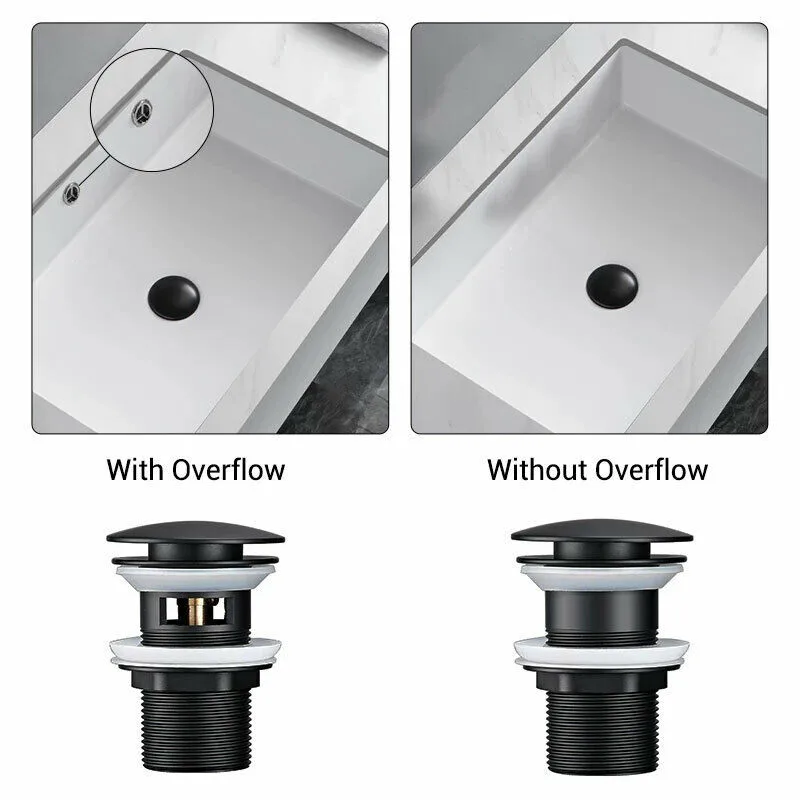 bathroom basin sink drains pop up button drainer waste stopper strainer matt black bathroom accessories free global shipping