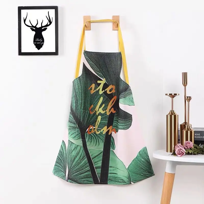 Фартук женский льняной с принтом кухонный растительным идеальный подарок для