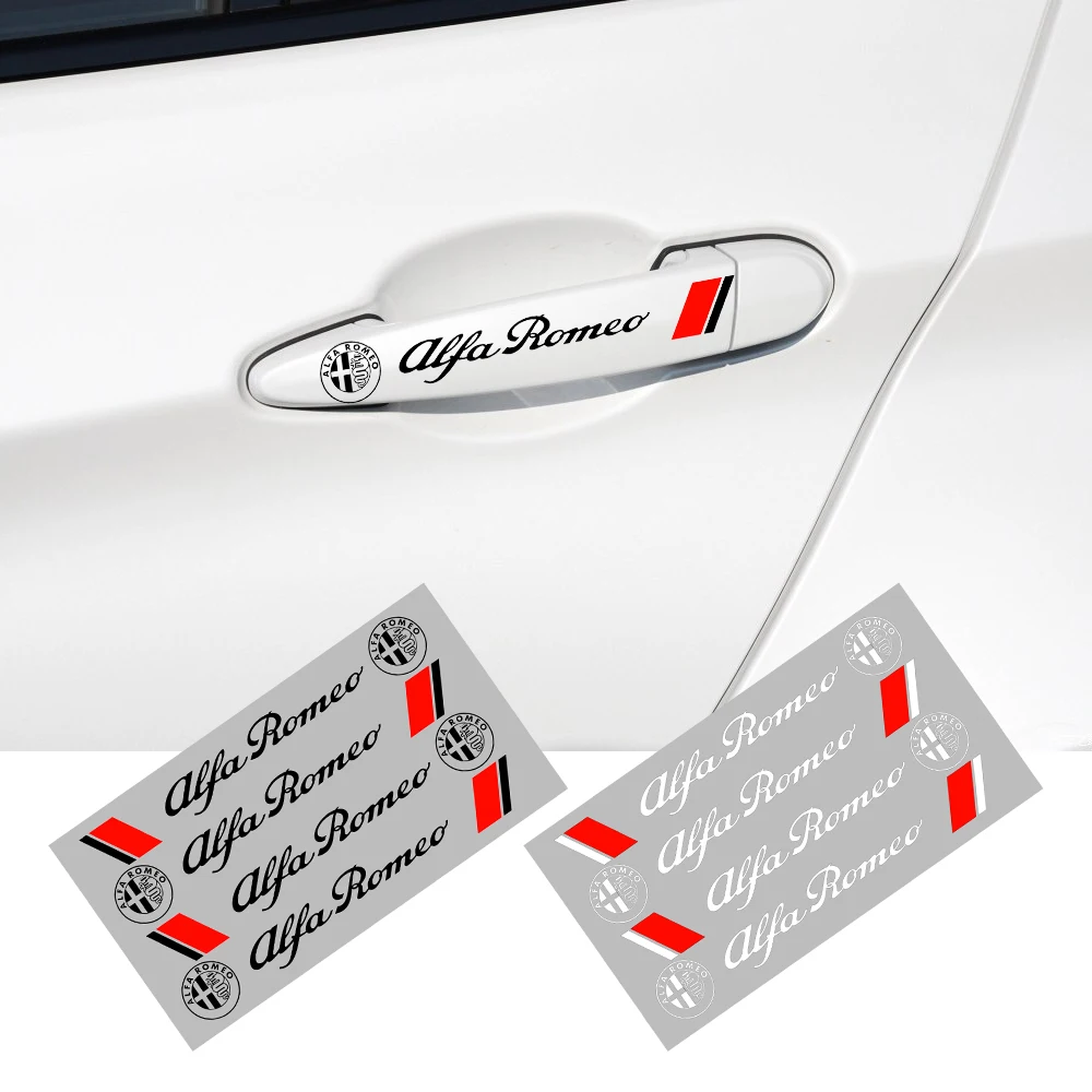 

4Pcs Car Styling Creative Car Door Handle Decals Design Stickers Vinyls Decals For Alfa Romeo Italy 147 156 159 166 Mito Spider