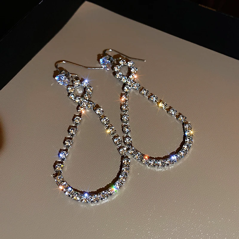 

Ins Hot 14k Real Gold Water Droplets Drop Earrings for Women Jewelry Top High Quality AAA Shiny Zirconia S925 Silver Needle Gift