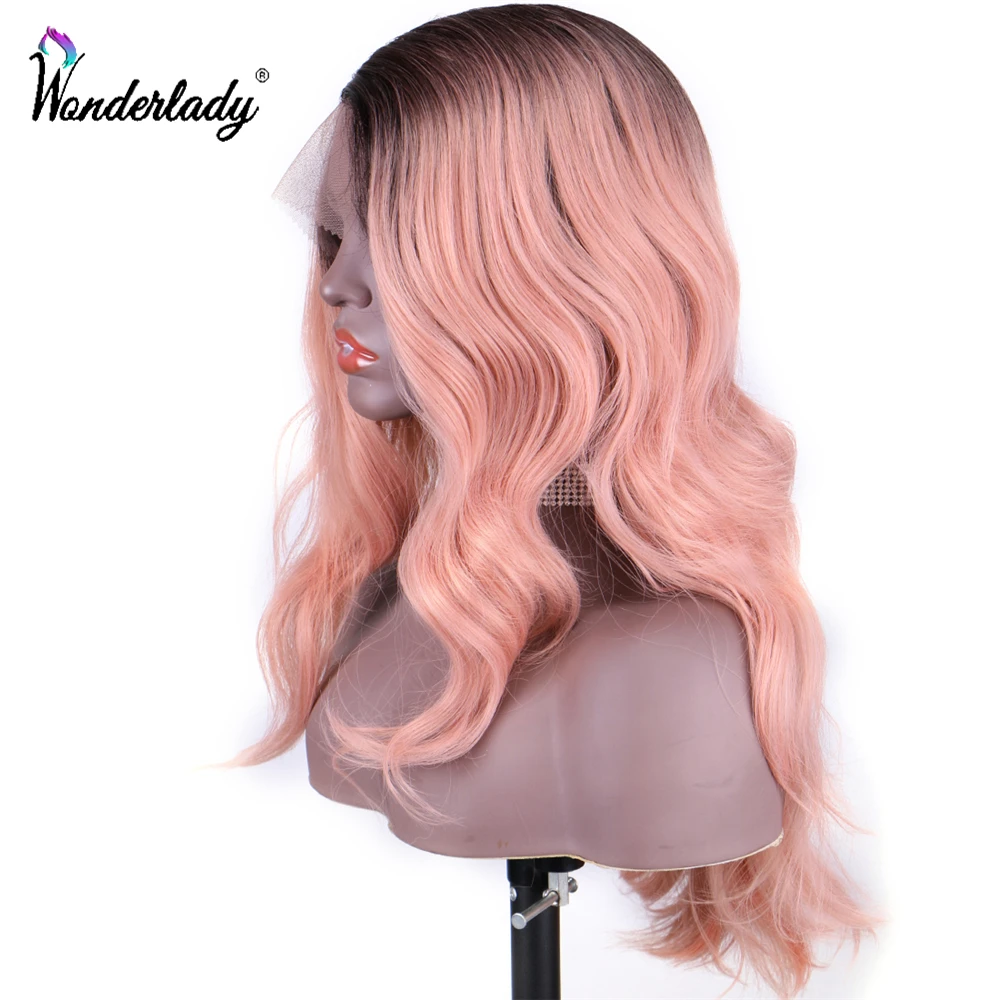 WonderLady розовые парики 18 дюймов средняя/боковая часть синтетические передние для