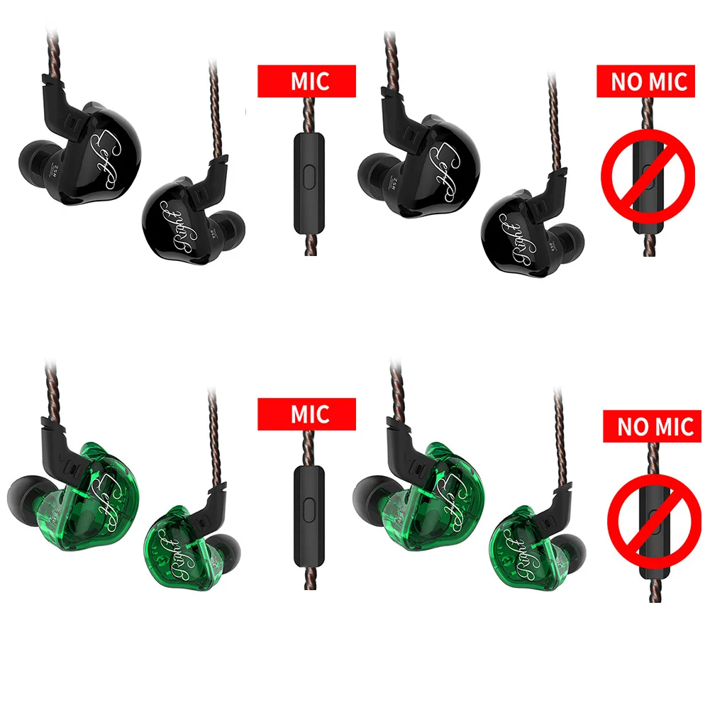 

New KZ ZSR In Ear Earphone 3.5mm Wired Headset HIFI Bass with Replacement Cable Sport Noise Cancelling Earbuds