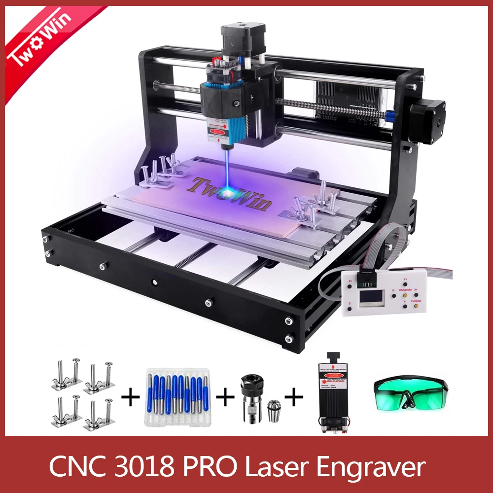 TWOWIN 3018 PRO CNC Laser Engraver Printer Wood Router GRBL DIY Cutting Milling 24V 5A 1W-20W Machine Engrave Machine Laser