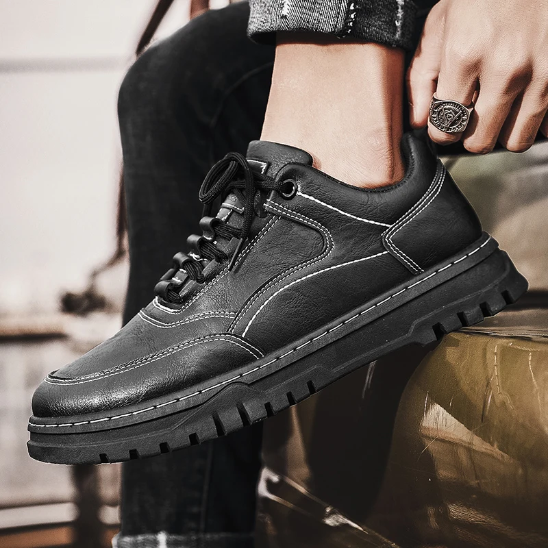 

Yongge dg16 autumn and winter men's shoes Martin small leather shoes tooling shoes low top shoes fashion shoes leisure shoes