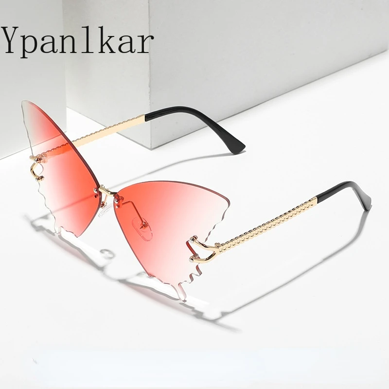 

New Arrivals Butterfly Rimless Sunglasses For Women And Man Progressive Shade Fashion Trend And Classical All Matching Sunglass