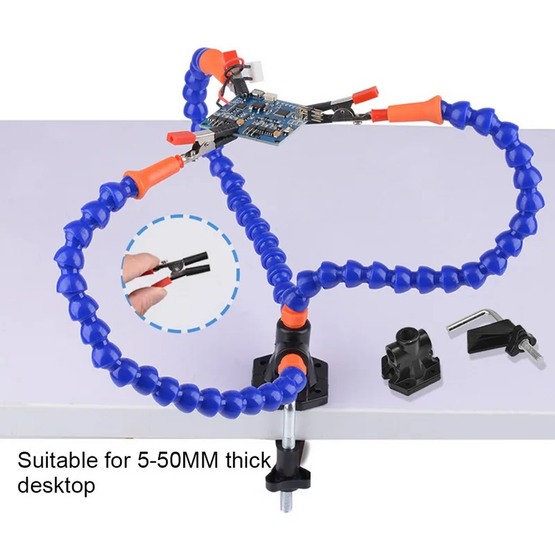 

Helping Hands Soldering Tool Third Hand 3 Flexible Arms 360 degrees Rotated Soldering Station With Swiveling Alligator Clip