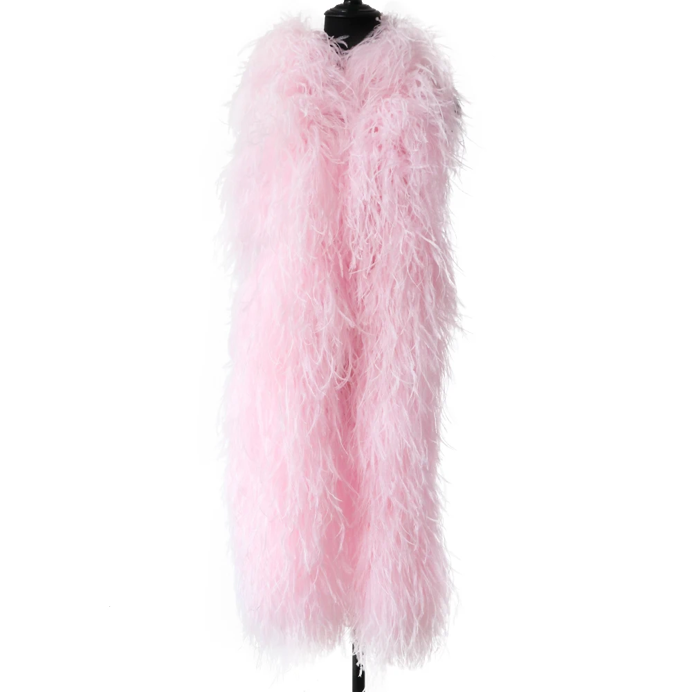 Boa de plumas de avestruz de 30 capas, mant&oacute;n de plumas de avestruz rojo de 2 M para artesan&iacute;a, accesorios de boda, decoraci&oacute;n de vestidos, plumas-4