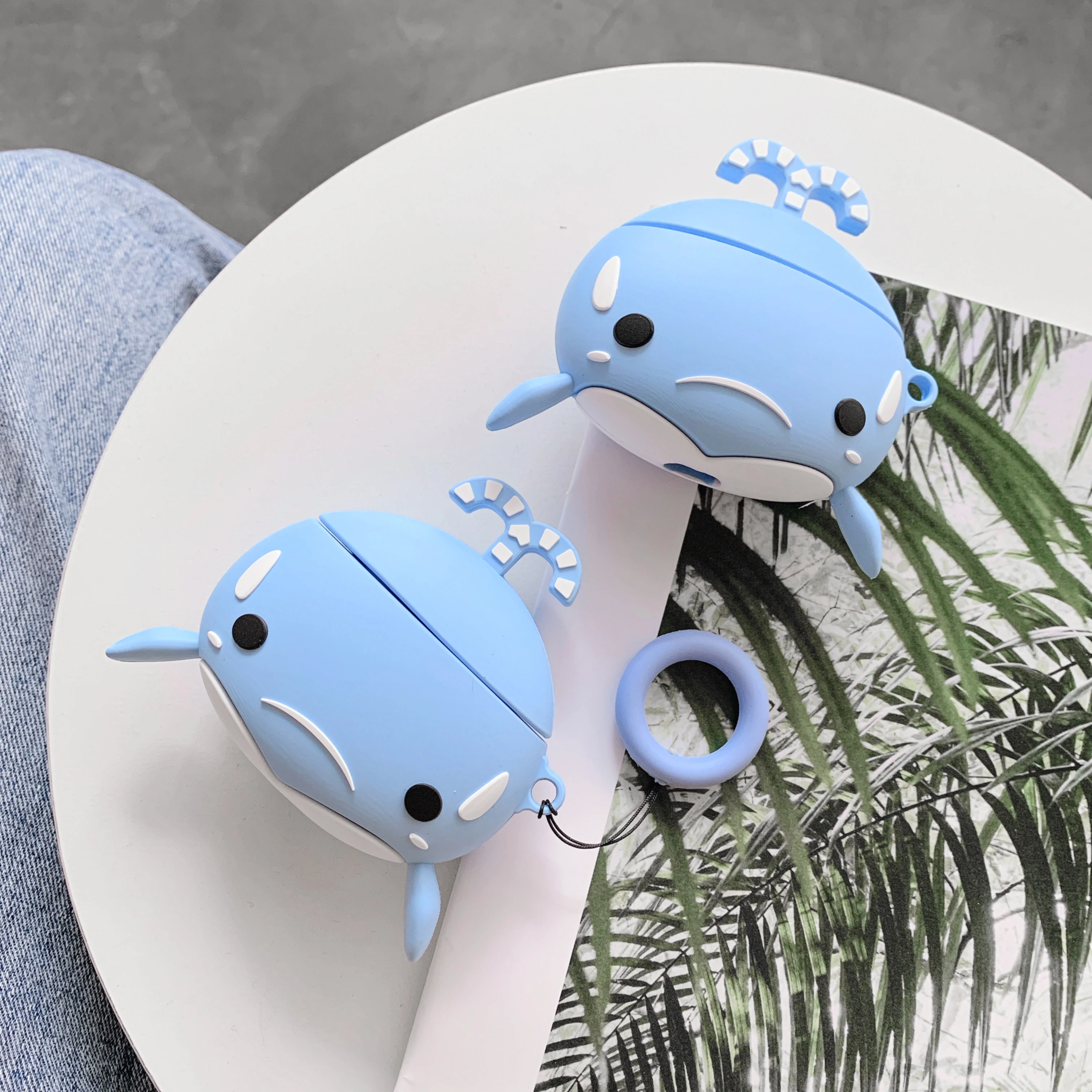 Синий кит наушники чехол для Airpods Apple 3d Силиконовый беспроводной защитный wite