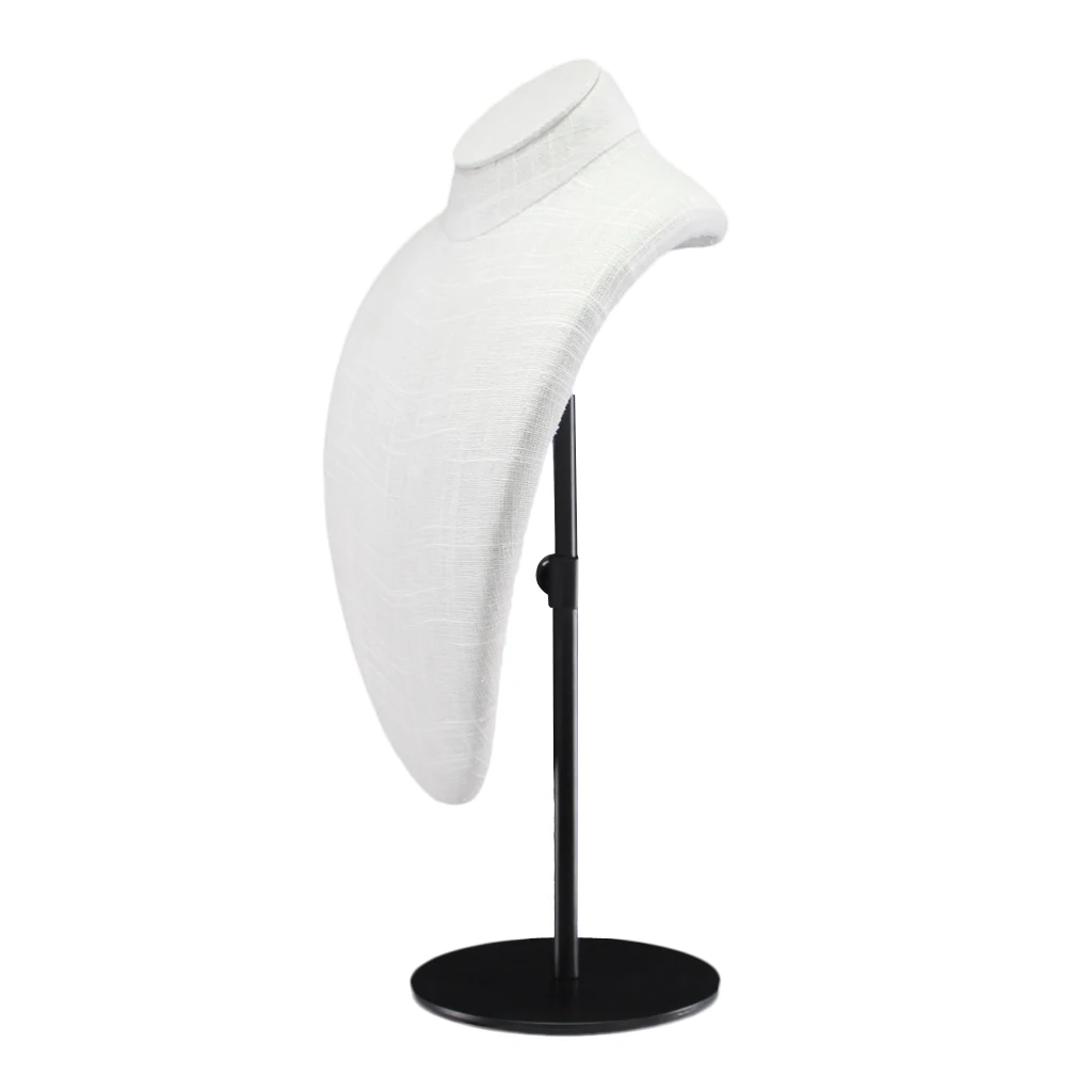 

White Durable Freestanding Necklace Jewels Chokers Display Bust Storage Stand with Metal Holder Support