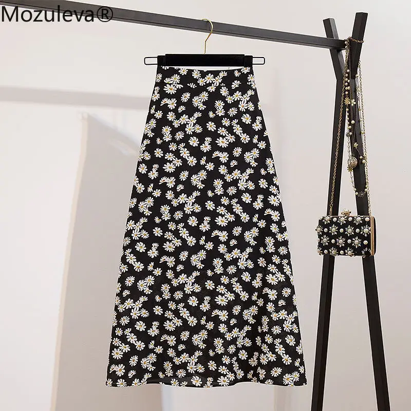 

BornSra High Waist Chiffon Women Midi Skirts Casual Floral Print Female Skirt Maxi Beach Tutu Skirt femme 2020 Spring Summer