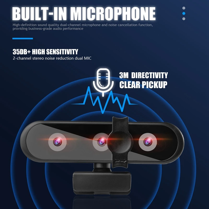 

Full HD Web Camera Webcam Computer PC Web Cam with Face Recognition Auto Focus Webcam for Youtube Live Broadcast