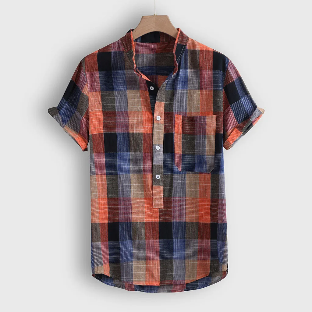 Рубашка мужская с отложным воротником однотонная мешковатая хлопковая блузка