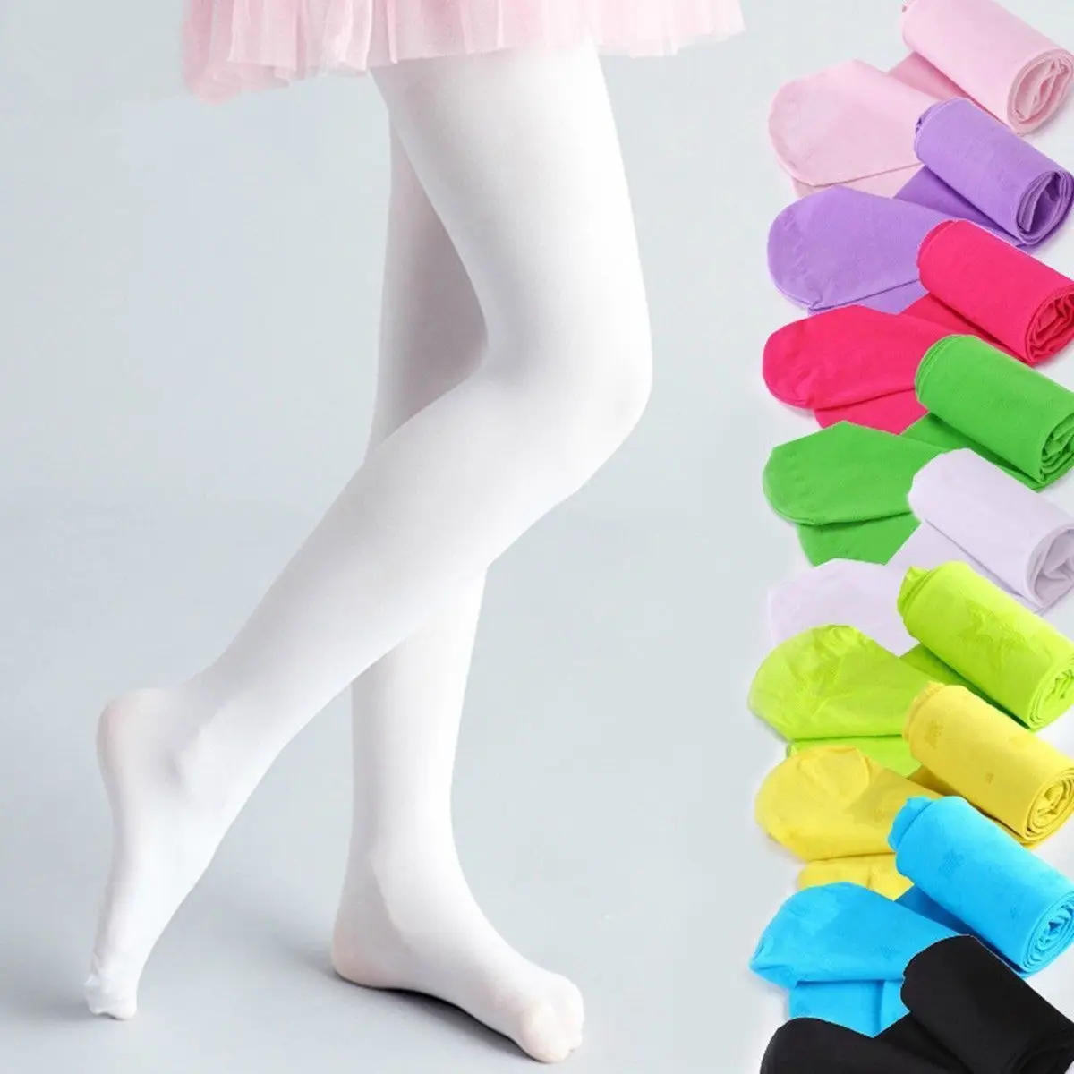 

2019 Girls Kids Tights Opaque Pantyhose Hosiery Ballet Dance Stockings Candy Colors 1Pair Age 1-12Y